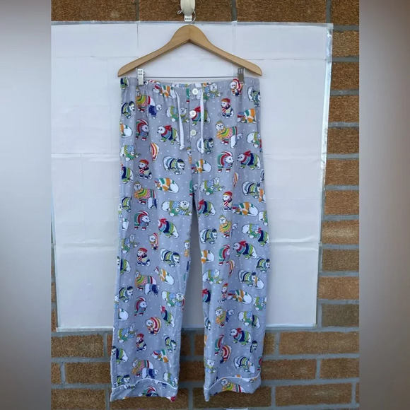 Nick & Nora Pajama PJ Set Polar Bears Fleece Button Front Long Sleeve large - Picture 3 of 14